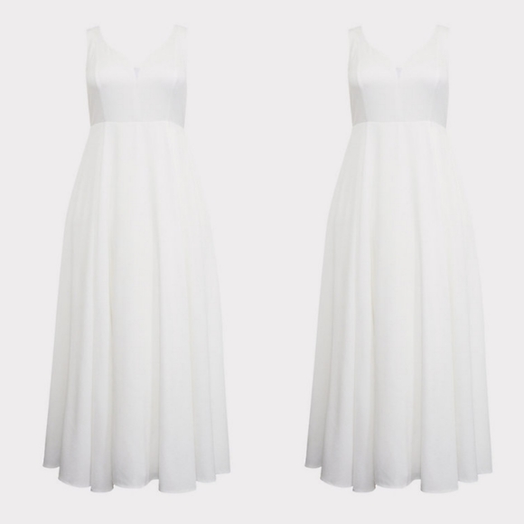 🆕 Women's Torrid PLUS SIZE Modest Ivory Jacquard Sleeveless Wedding Dress - Picture 4 of 11